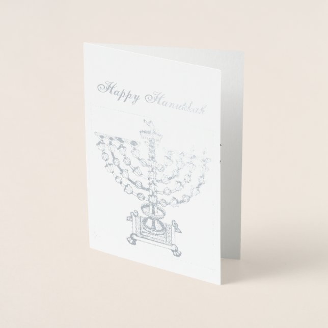 German Candelabrum Hanukkah Lamp Foil Card (Front)