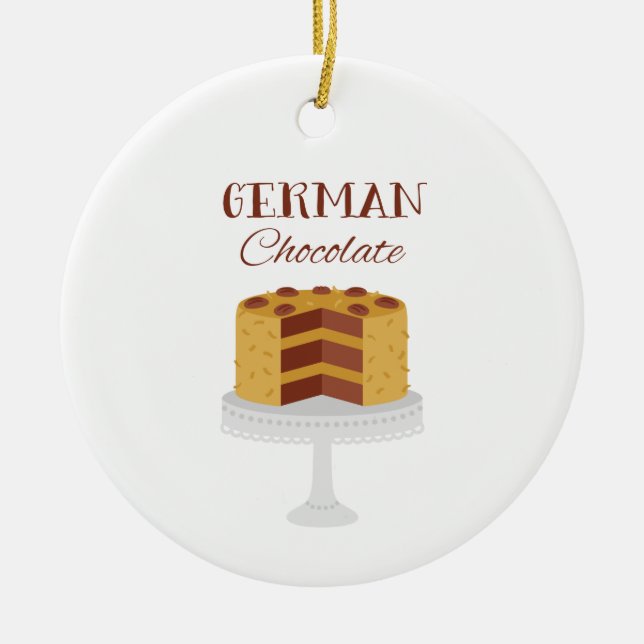 German Chocolate Cake Ceramic Tree Decoration (Front)