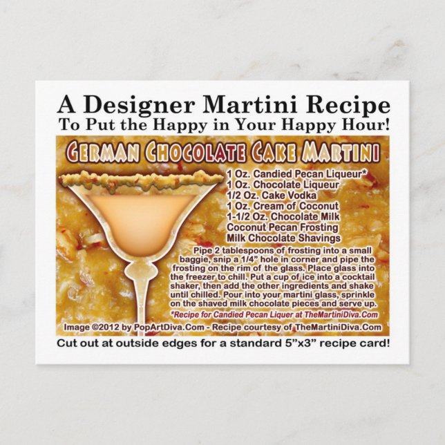 German Chocolate Cake Martini Recipe Postcard (Front)