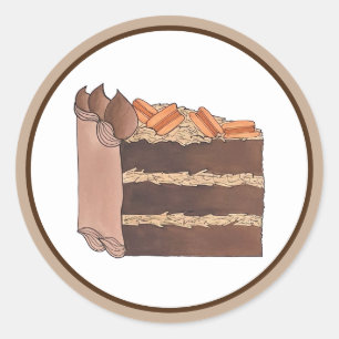 German Chocolate Cake Slice Birthday Party Piece Classic Round Sticker