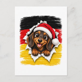 German Christmas Dachshund Announcement Postcard
