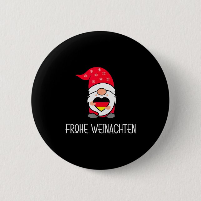 German Christmas Gnome Frohe Weinachten  6 Cm Round Badge (Front)