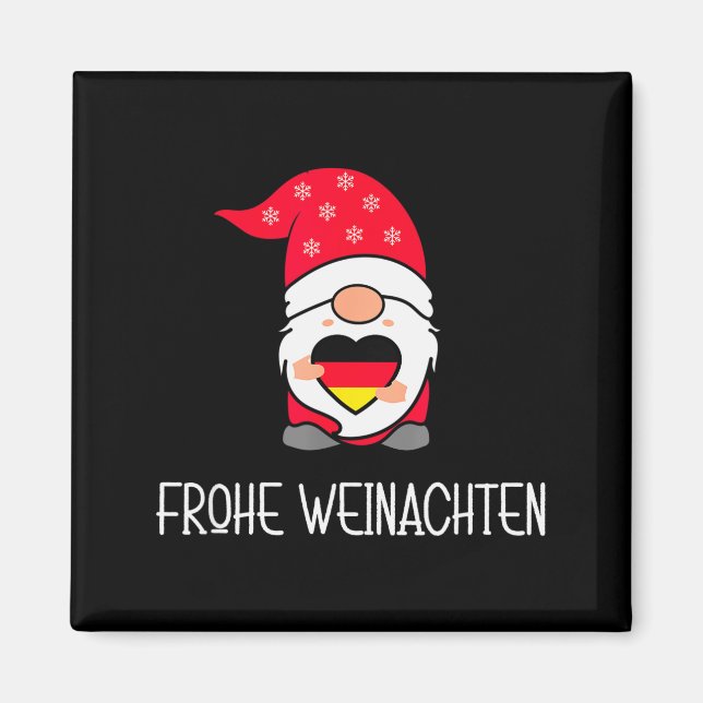 German Christmas Gnome Frohe Weinachten  Magnet (Front)