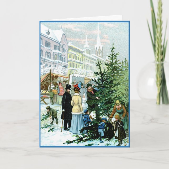 German Christmas Market Victorian Holiday Card (Front)
