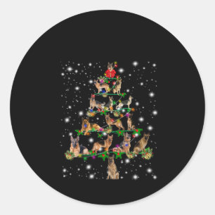 German Christmas Tree Covered By Flashlight Classic Round Sticker