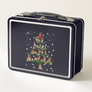 German Christmas Tree Covered By Flashlight Metal Lunch Box