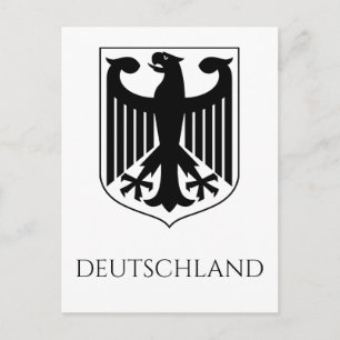 German Coat of Arms Deutschland Black and White Postcard