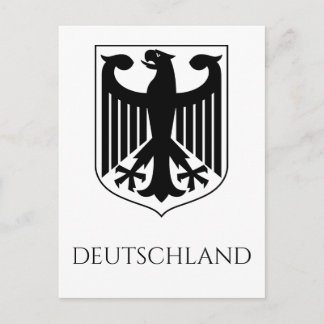 German Coat of Arms Deutschland Black and White Postcard