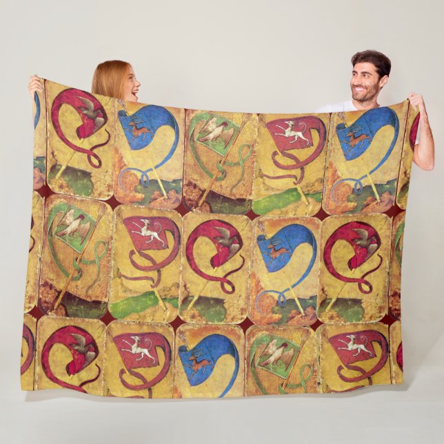 German Court Flags /Dogs,Deers,Falcons,Ducks Fleece Blanket (In Situ)