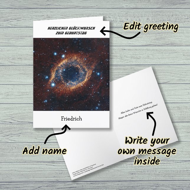 German custom name birthday nebula card (Creator Uploaded)