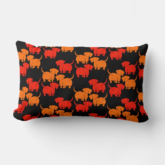 German Dachshund Dog Patterns Lumbar Cushion (Front)