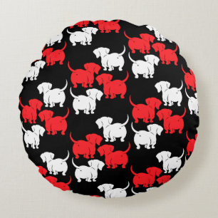 German Dachshund Dog Patterns Round Cushion