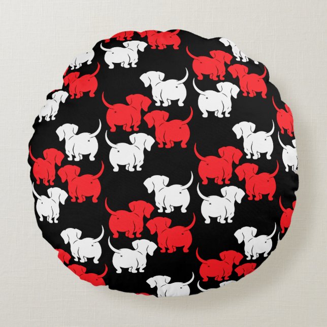 German Dachshund Dog Patterns Round Cushion (Front)
