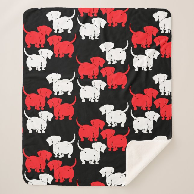 German Dachshund Dog Patterns Sherpa Blanket (Front)