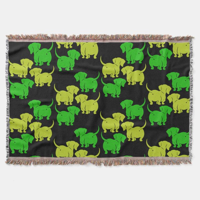 German Dachshund Dog Patterns Throw Blanket (Front)