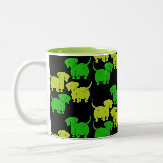 German Dachshund Dog Patterns Two-Tone Coffee Mug (Left)