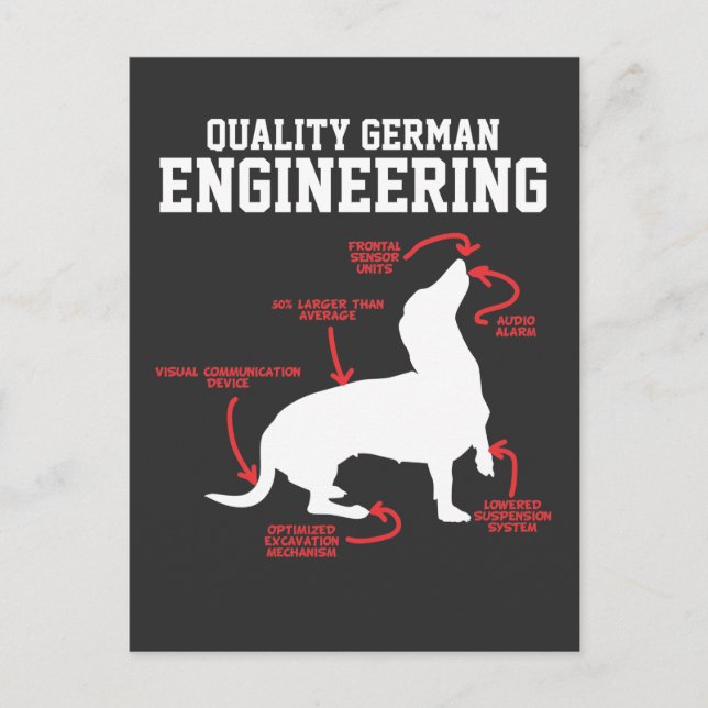 German Dachshund Dog Weiner Engineering Funny Pupp Postcard (Front)