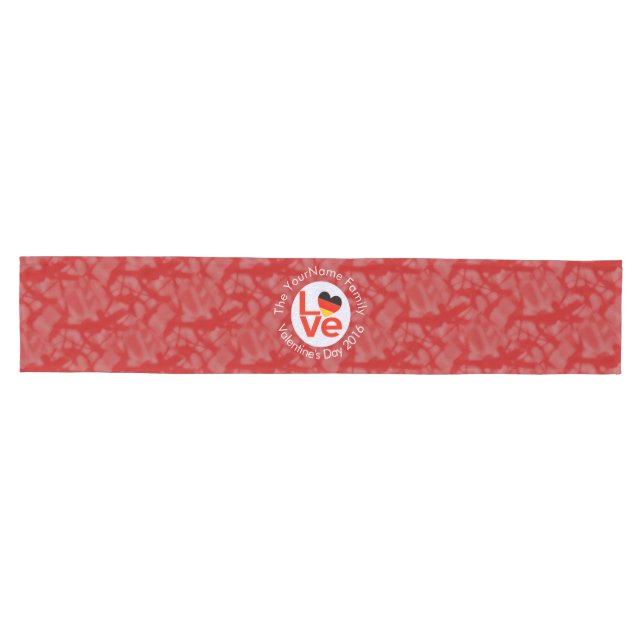 German Deutsch Heart Red LOVE Flag Personalised  Medium Table Runner (Horizontal)