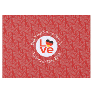 German Deutsch Heart Red LOVE Flag Personalised  Tablecloth
