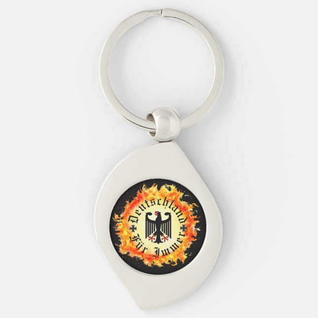 German/Deutschland Forever/eagle/iron cross/fire Key Ring (Front)