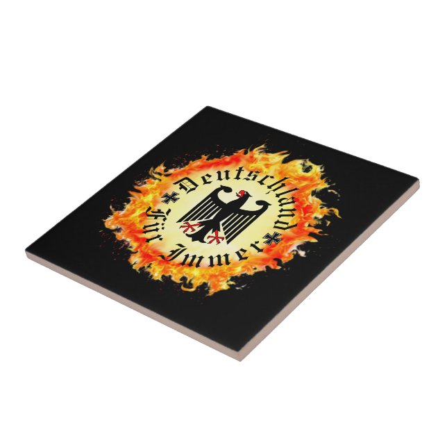 German/Deutschland Forever/eagle/iron cross/fire Tile (Side)