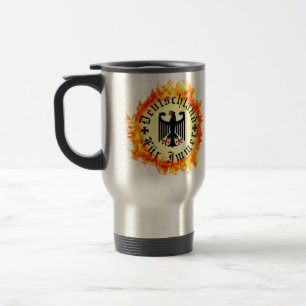 German/Deutschland Forever/eagle/iron cross/fire Travel Mug