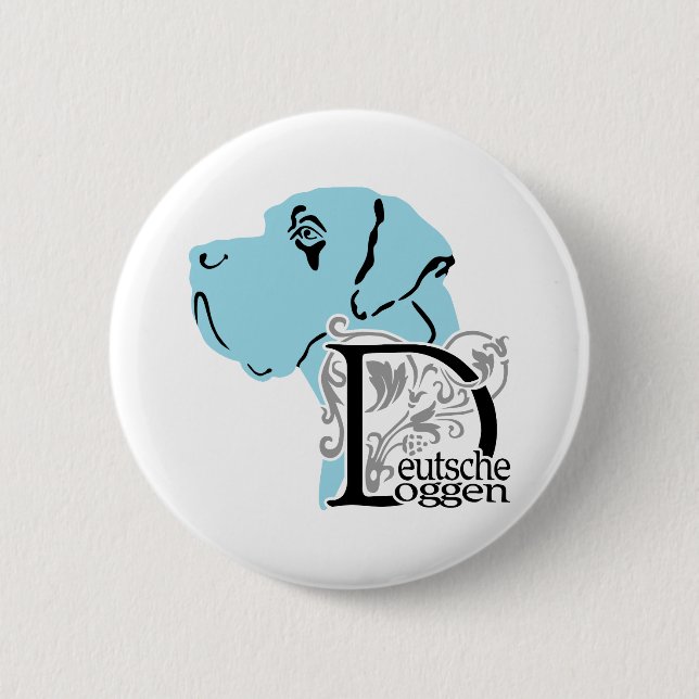 German: Dogge 6 Cm Round Badge (Front)