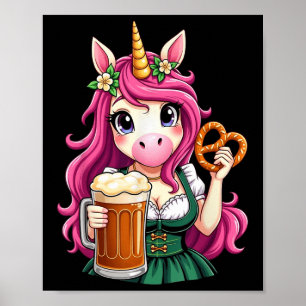 German Drindl Unicorn Beer Pretzel Funny Party _1 Poster