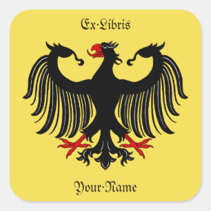 German Eagle Bookplate Square Sticker