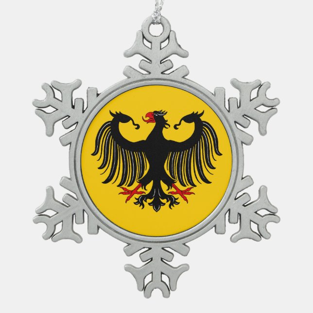 German Eagle Snowflake Pewter Christmas Ornament (Front)