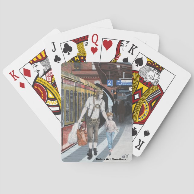 German Elf Train Shopping Fantasy Playing Cards (Back)
