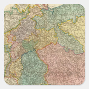 German Empire Atlas Map Square Sticker