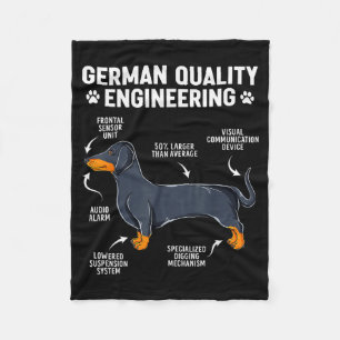 German Engineering Dachshund Lover Funny Doxie Dog Fleece Blanket