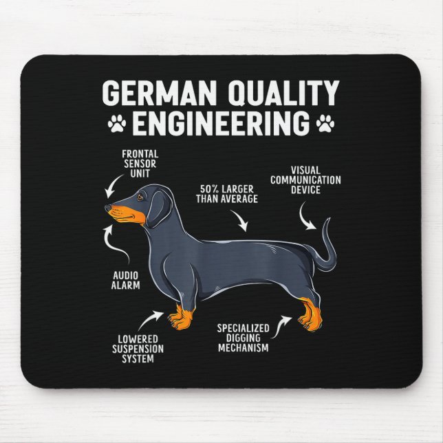 German Engineering Dachshund Lover Funny Doxie Dog Mouse Pad (Front)