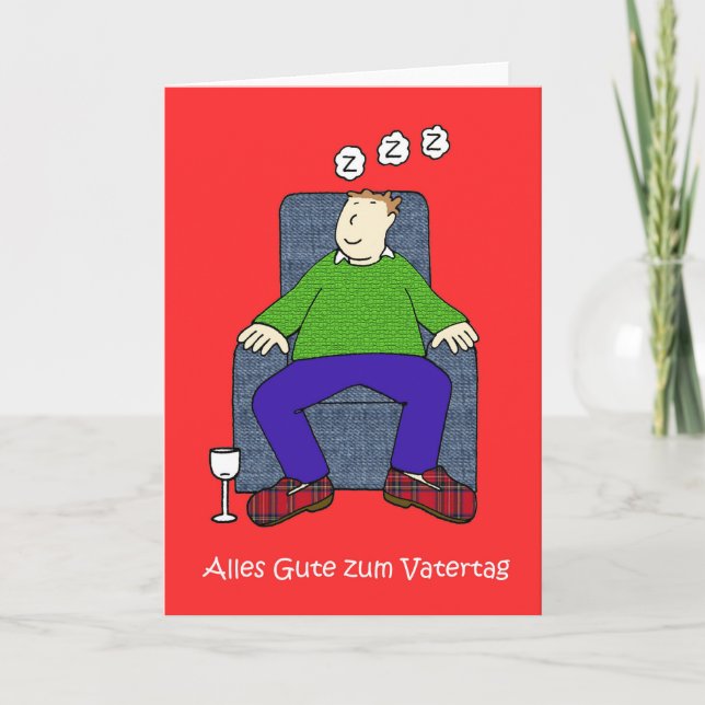 German Father's Day cartoon man sleeping. Card (Front)