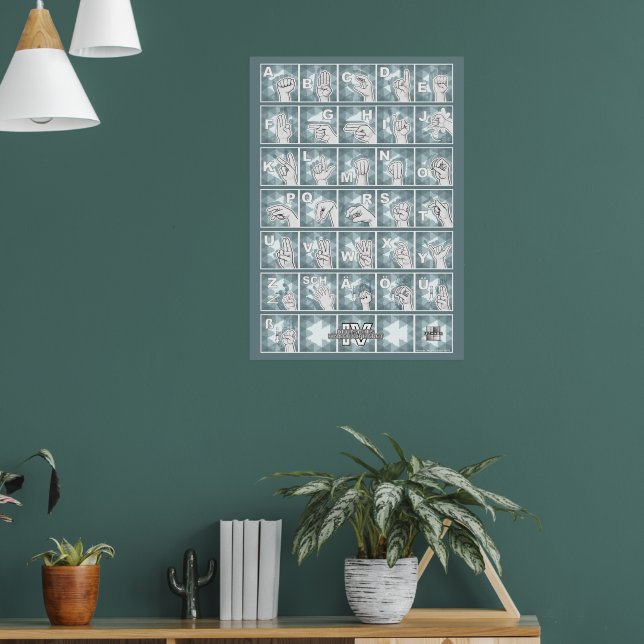 German Finger Alphabet 4 - petrol gray / Poster (Living Room 1)