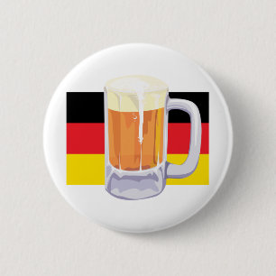 German Flag & Beer 6 Cm Round Badge