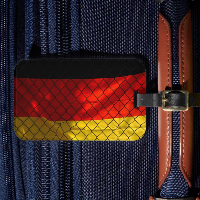 German Flag behind Chain Link Fence Luggage Tag (Front Insitu 4)