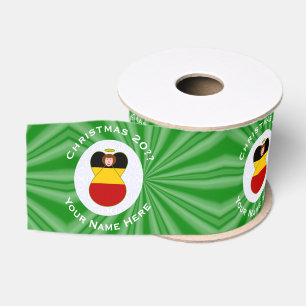 German Flag Christmas Angel Personalise Grosgrain Ribbon