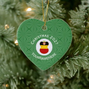 German Flag Christmas Angel Personalised Heart Ceramic Tree Decoration
