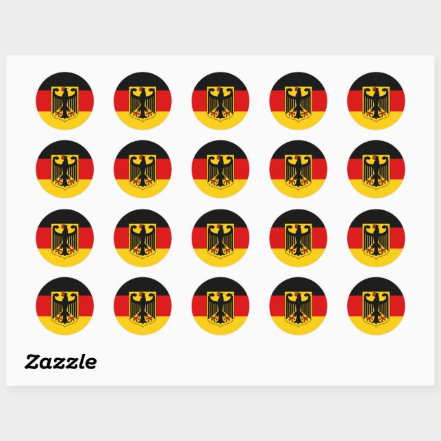German flag & Coat of Arms, Deutschland/sport fans Classic Round Sticker (Sheet)