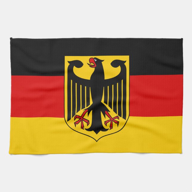 German flag & Coat of Arms, Deutschland/sport fans Tea Towel (Horizontal)