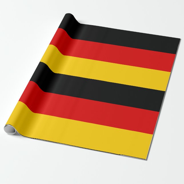 German Flag Colours Black Red Gold 5" Stripes Wrapping Paper (Unrolled)