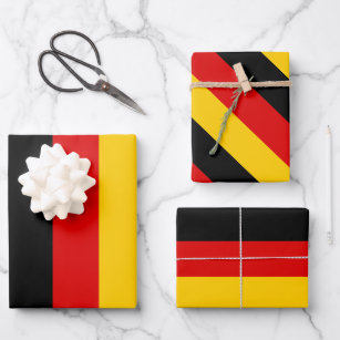 German Flag Colours Black Red Gold  Wrapping Paper