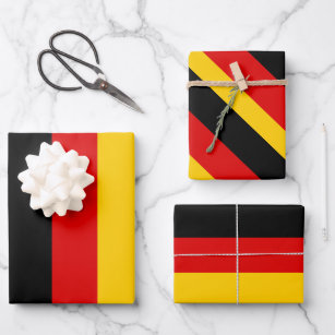 German Flag Colours Black Red Gold  Wrapping Paper Sheet