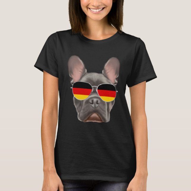 German Flag French Bulldog Dog Germany Pocket T-Shirt (Front)
