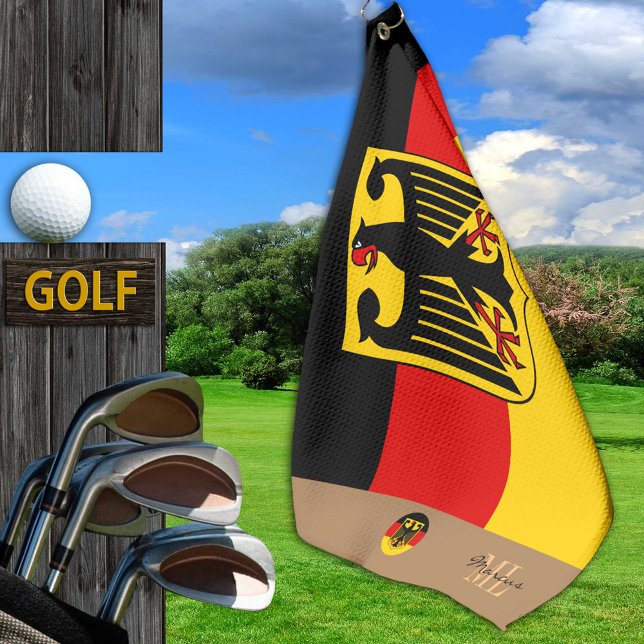 German flag, Germany, monogrammed Golf Deutschland Towel (Creator Uploaded)