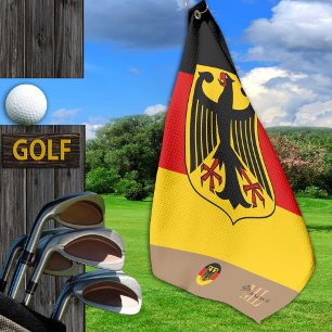 German flag & Germany, monogrammed Golf towel