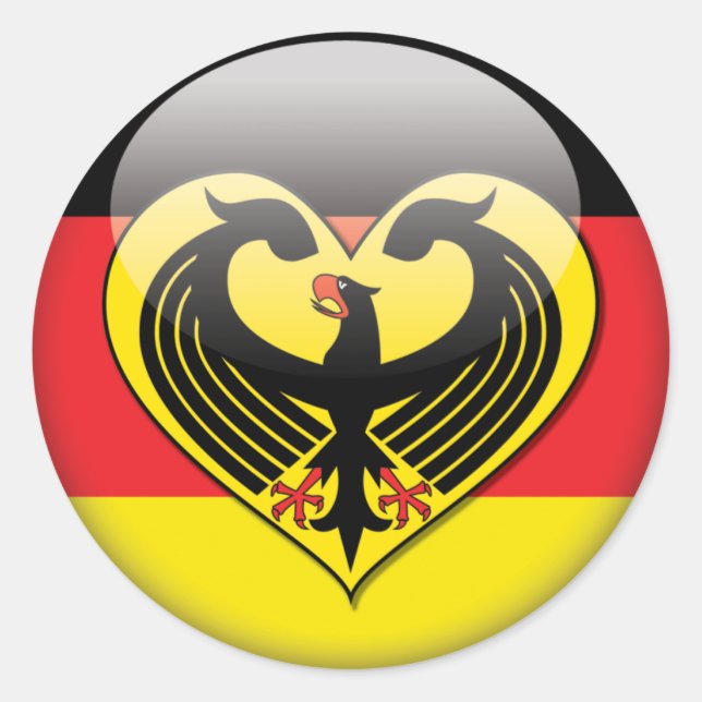 German Flag Love Classic Round Sticker (Front)