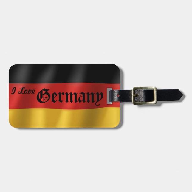 German Flag Luggage Tag w/ leather strap (Front Horizontal)